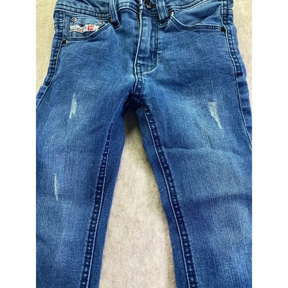 Diesel Kids THANAZ J US Distressed Adjustable Waist Skinny Jeans Size 5